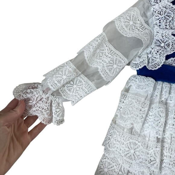 VINTAGE 80s MARTHA'S MINIATURES Ruffle Tiered Velvet and Lace Dress - Picture 6 of 14